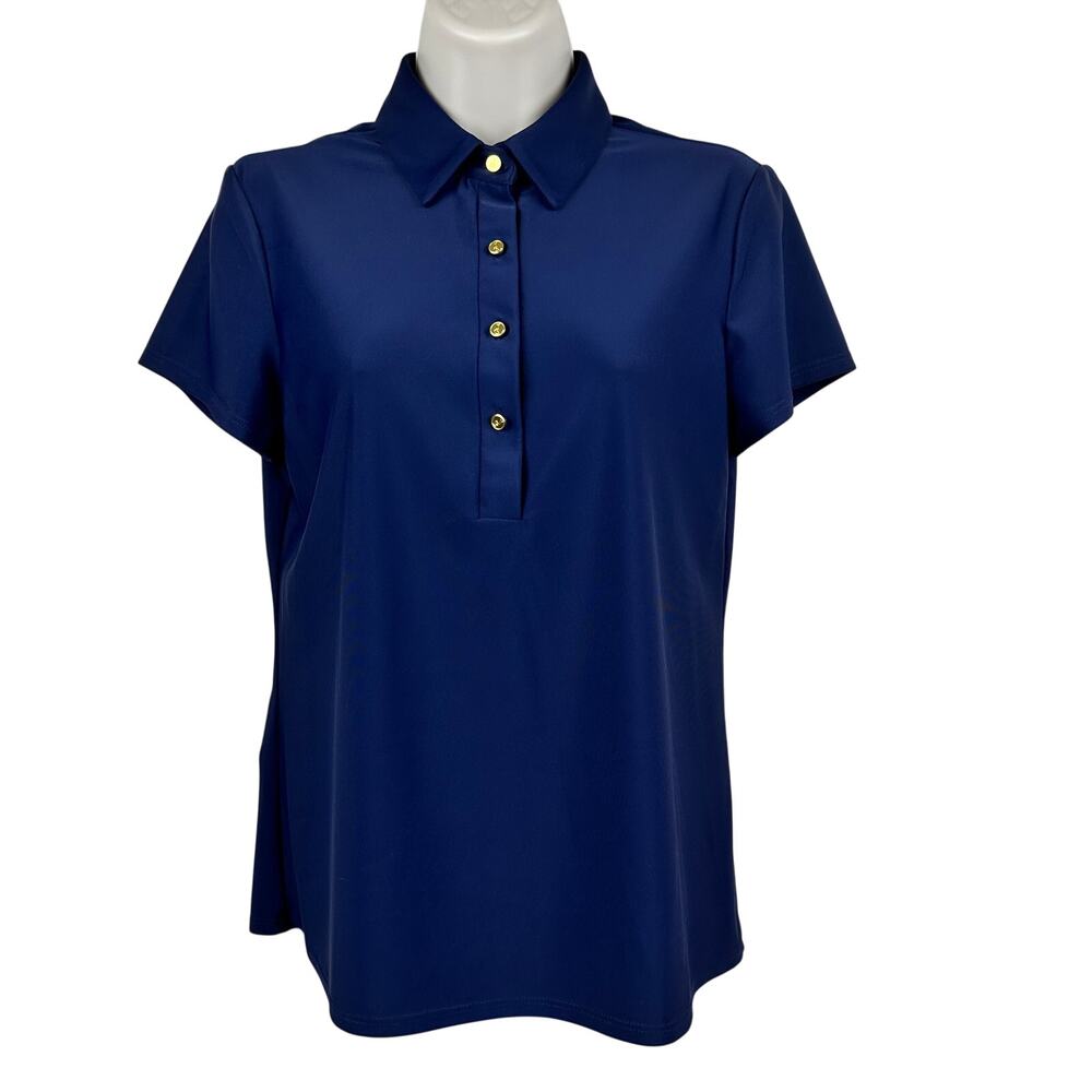 Jude Connally Angelica Jude Cloth Polo Top Shirt Performance Logo Buttons Navy S